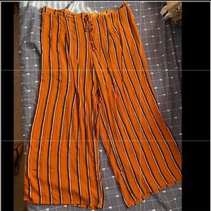 Orange Pinstripe Flowy Pants